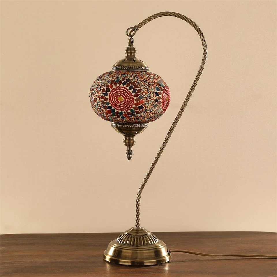 Turkish Moroccan Glass Mosaic Swan Table Lamp
